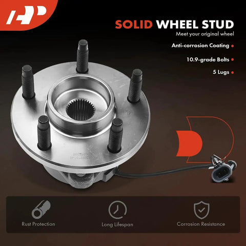 Two Front Wheel Bearing And Hub Assembly With ABS And Five Lug For Chevy HHR 2006 2011 Cobalt close-up of hub with ABS sensor