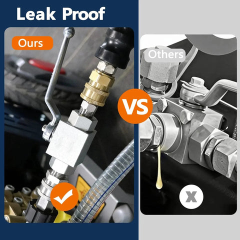 Comparison of Autovo KHB Series 3/8 inch NPT Two Way Hydraulic Ball Valve with others showing leak proof design.