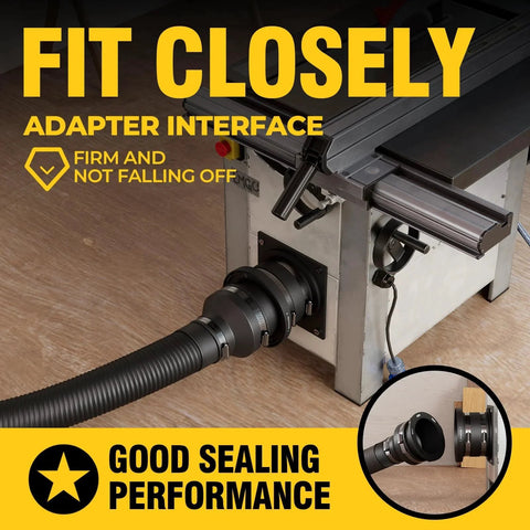 4-Inch Magnetic Dust Collection Fittings With Interlock Starter Kit for Dust Collectors and Shop Vacuums connected to machine port.