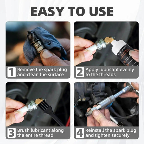 Instructions on applying Copper Anti Seize Thread Lubricant 30g For Real High Temp Brake Systems Spark Plugs Battery Terminals.