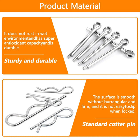 313 Piece Stainless Steel Cotter Pin Set With 13 Sizes Including Hairpin Pins And R Clips displaying material and durability