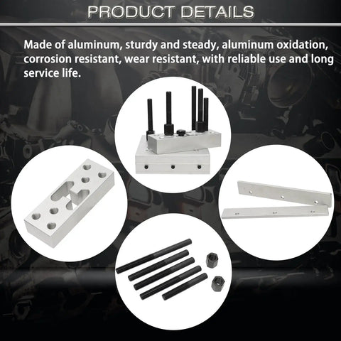 Universal Drill Press Support Block Plate Tool Set Kit, aluminum parts, for bearing and bushing repair, 30 ton capacity