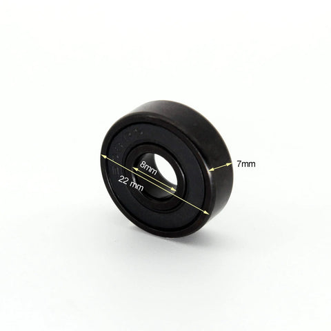 Black Z-First 608RS bearing, hybrid ceramic; 8mm bore, 22mm outer diameter, 7mm width.