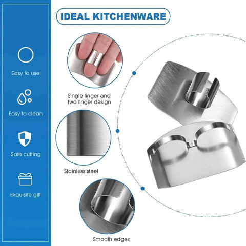 10 Piece Finger Guard Set For Cutting Kitchen Protection With Stainless Steel Finger Protectors, crinkle cutter close-up