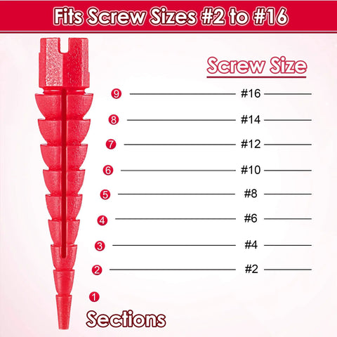 Wood Screw Hole Repair Kit Ten Pack For Stripped Holes In Wood Doors And Furniture Quick Fix For Stripped Threads Fits Screws From 2 To 16 Red Great Value with sections for different screw sizes.
