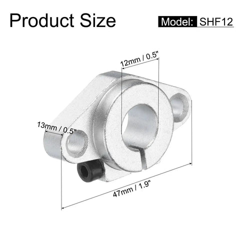 Heavy Duty Aluminum Linear Rail Shaft Clamp For 12mm Shaft, Diamond Shaped Rhombus Mounting Bracket, 2-Pack With Wrenches, Ideal For CNC Machines And 3D Printers, Rock Solid Guide Rail Support For Precise Motion, shown with dimensions.