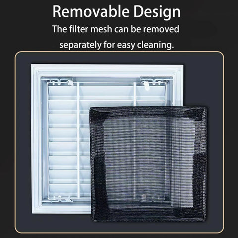 Access panel 8x8 inch; white aluminum alloy frame with removable black mesh screen