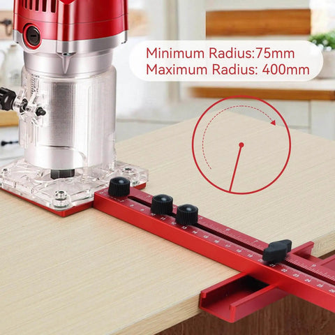 4 In 1 Router Milling Groove Bracket For Woodworking With Aluminum Alloy Circle Cutting Jig on wooden surface, close-up view