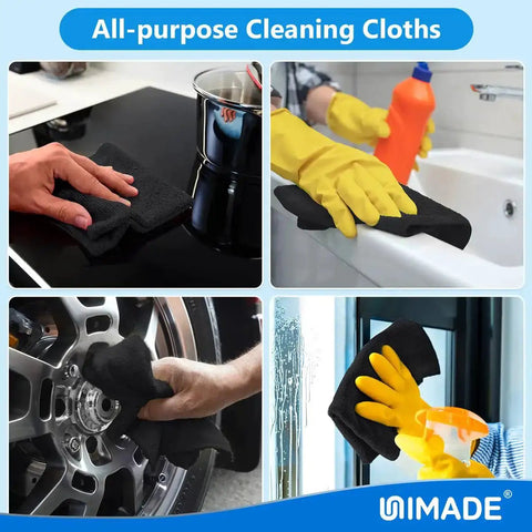 Bulk 50 Pack Microfiber Cleaning Cloths 11.5 By 11.5 Inches Lint Free Reusable Towels for various cleaning uses