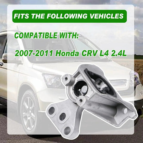 Close-up of Honda CRV Engine Mount Kit 2.4L 2007 2008 2009 2010 2011 Five Piece Transmission Mount Set with car background.