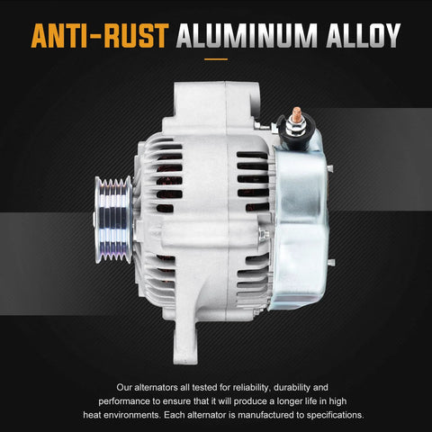 80 Amp 12V Alternator For 1999-2002 4Runner 3.4L, 2000-2004 Tacoma 3.4L, And 2000-2002 Tundra 3.4L Replacement, side view