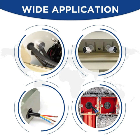 Pro Grade Rubber Grommet Kit For Wiring Pack Of 190 in use for safe cable management in electronics, automotive, and industrial enclosures