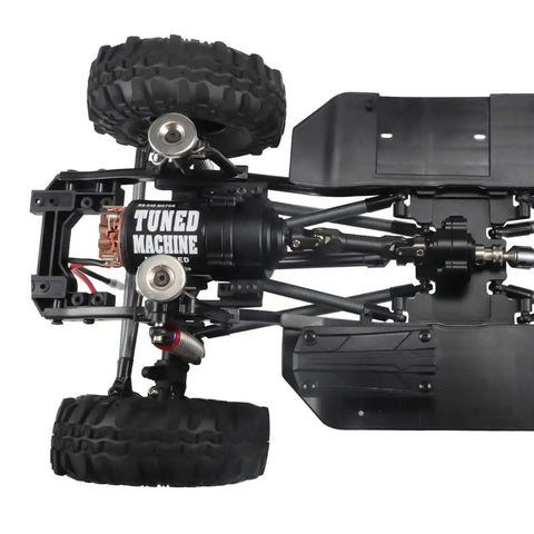 Planetary Gearbox Transfer Case With Short Drive Shaft Skid Plate And Front Motor Mount For One Tenth Scale RC Crawler Chassis Beefed Up Upgrade Kit installed