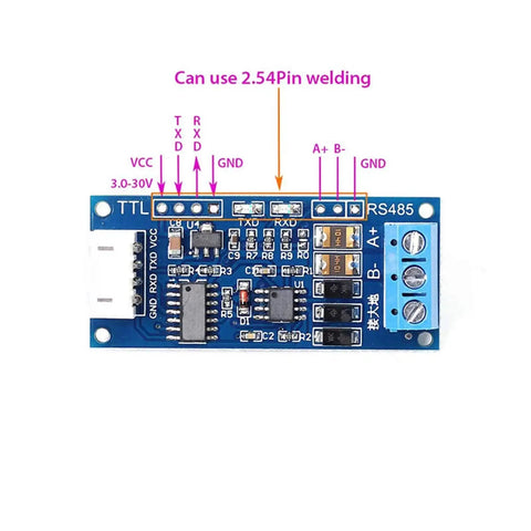 Two Pack TTL To RS485 Converter Module For 3V3 Or 5V Systems With RXD And TXD Indicators, Serial Port Level Shifter