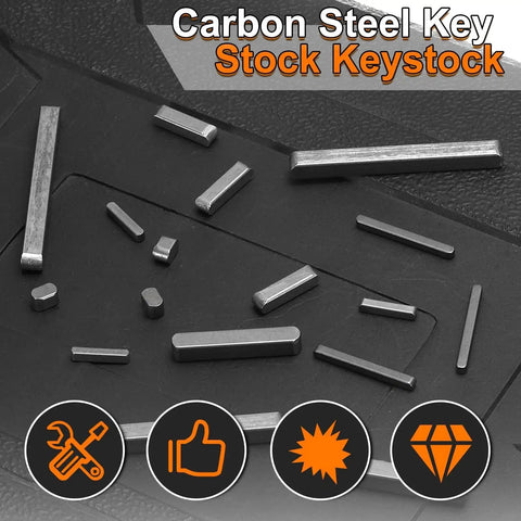 Ten Pack Round Ended Feather Keys 5x5x45mm Carbon Steel Key Stock for Shaft Keyways on black background
