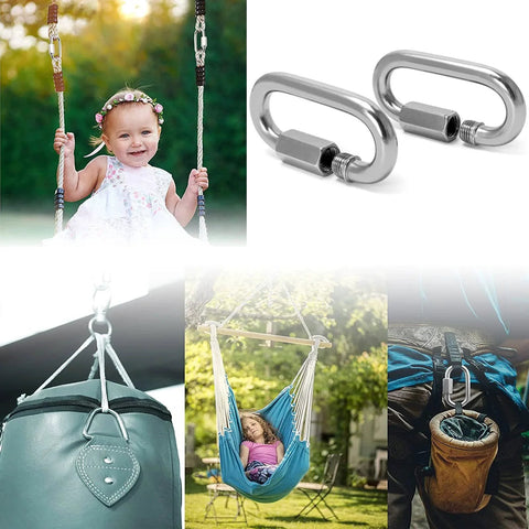 50 Pack One Quarter Inch Quick Links Chain Connectors With Six Hundred Twenty Pound Capacity Heavy Duty Galvanized Carabiner Clips