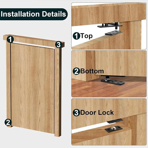 Installation view of Hidden Door Pivot Hinge Stainless Steel 360 Degree Built Tough Heavy Duty Up To 570 Lbs Load Bearing Black for secret door.