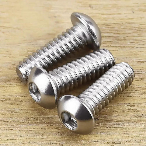 1/4-20 Button Head Socket Cap Bolts 3/4 Inch Stainless Steel 304 18-8 With Allen Hex Drive Bright Finish