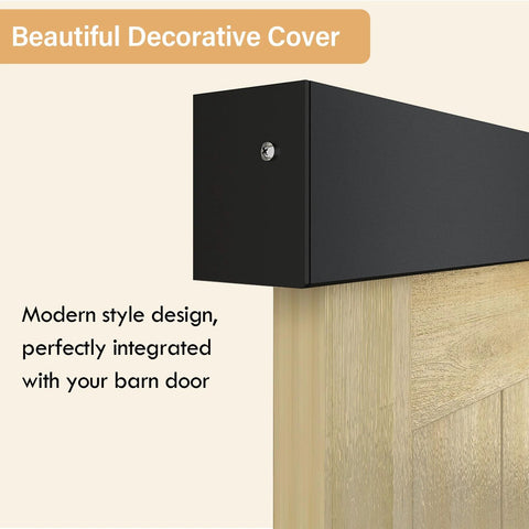 8 Foot Sliding Barn Door Hardware Kit With Low Clearance Aluminum Box Rail For Wooden Interior Barn Doors Quiet