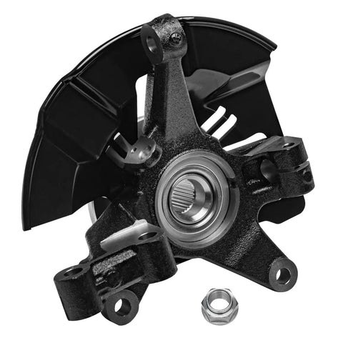 Front view of Fwd Front Steering Knuckles With Hubs And Rear Wheel Hub Bearings Set For 2007 To 2012 Mazda CX 7 Replacement