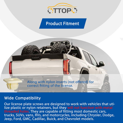 Truck showcasing fitment for Sturdy Black License Plate Screws Kit For Cars And SUVs, 18 8 Stainless Steel by OTTOPO.
