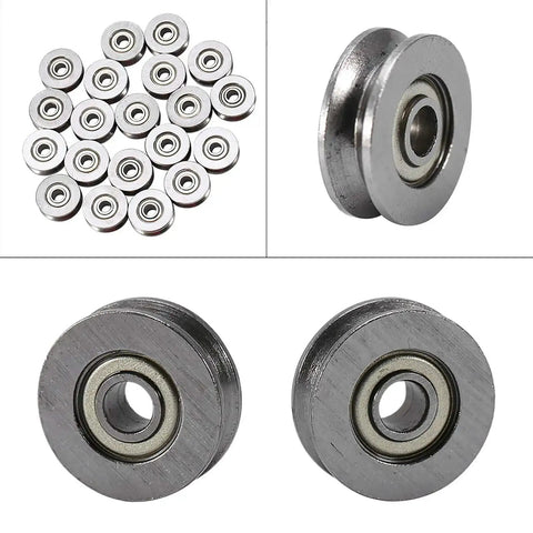 V Groove Ball Bearing Set 20 Pcs Miniature Steel V Pulley Bearings 3x12x4mm for Rail Track Linear Motion Systems Carbon Steel
