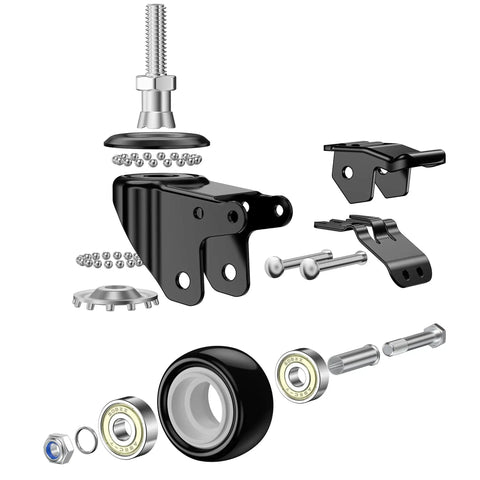 1.5 Inch Swivel Caster Wheels Set Of 4 With Locking Brakes Heavy Duty 330 Lb Total Capacity Metric M8 Stem 25mm PU Wheels Parts