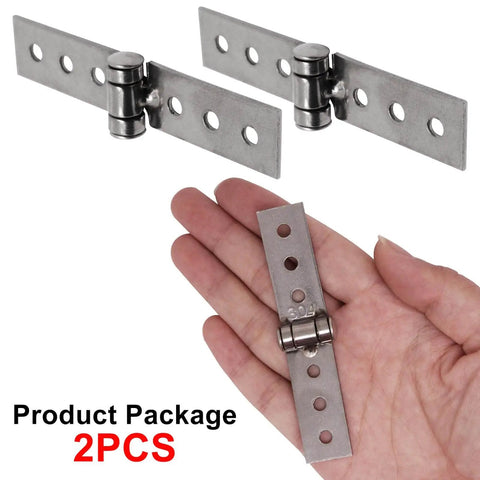 3 Inch Silver Stainless Steel Folding Butt Hinges For Furniture Doors Frameless Glass Windows 2 Pack, 6 Hole, 200 Degree Opening
