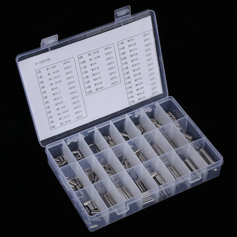 280 Pieces Roll Pin Set M1.5 M2 M2.5 M3 M4 M5 M6 M8 Stainless Steel With Box Slotted Spring Pins Assortment Kit Dowel Pins