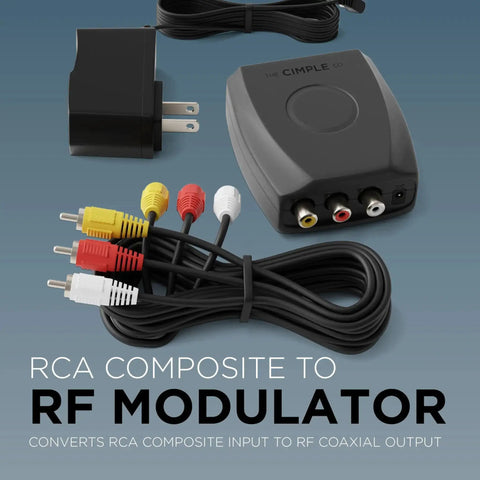 RCA To RF Modulator For Coax TV Setup Converts Composite Video And Audio To Channel 3 Or 4 with AV cable and power adapter