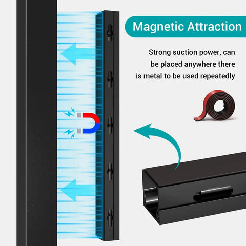 Magnetic Cable Management Raceway Kit Easy Install For Under Desk black raceway showing magnetic attraction feature