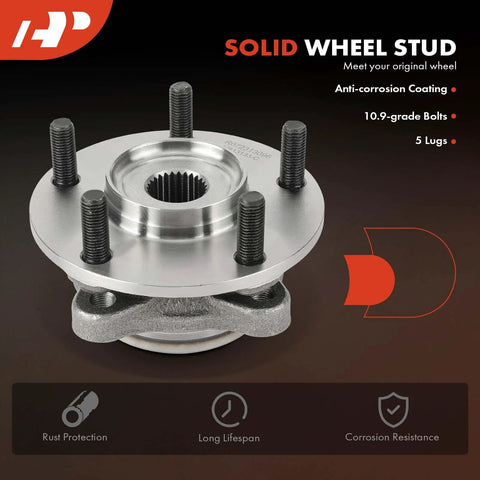 Front Wheel Bearing and Hub Assembly Pair for AWD Dodge Stealth 1991 to 1996, Mitsubishi 3000GT 1991 to 1999, and Lancer 2003 to 2006 with 5 Lug Compatibility