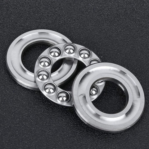 Five-piece steel axial ball thrust bearing set with outer rings and rolling balls