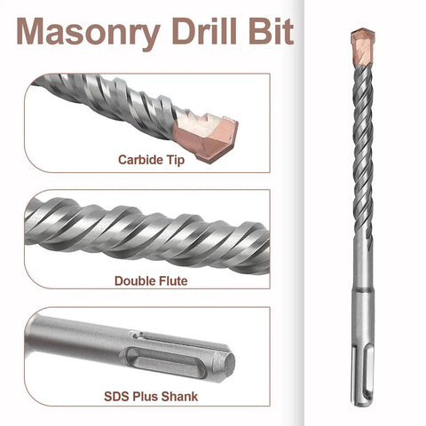 1-1/8 Inch SDS Plus Masonry Drill Bit For Concrete Brick Block With Rock Solid Carbide Tip, Rotary Hammer Drill Compatible