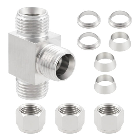 Yoebor 304 stainless steel 3-way compression tube tee, 1/2 in OD x 1/2 in OD x 1/2 in, pack of 2