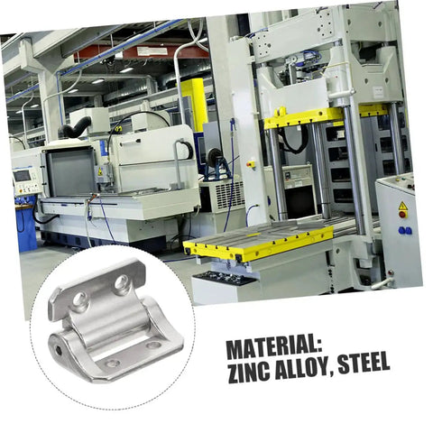 Heavy Duty Cabinet Door Hinge With Built In Damping in zinc alloy and steel with industrial machinery in the background