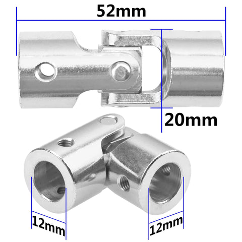 Three-pack Vgoohobby U-joint couplings with 12mm bores, chrome metal, rotatable shaft connectors for RC boats