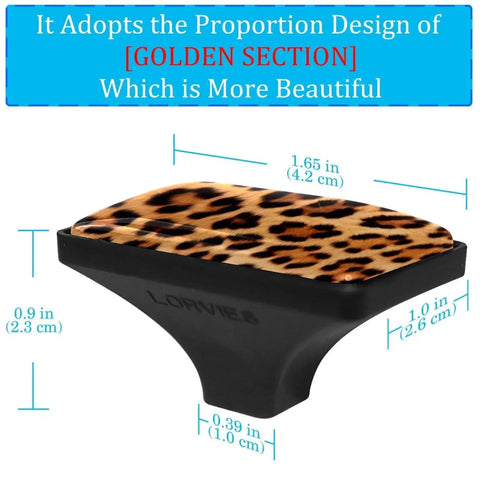 Rectangular Black Drawer Pulls With Screws For Cabinets Bookcase Drawers And Dressers Leopard Print ABS Glass close-up view