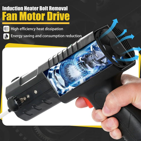 Induction Heater Kit 1800W For Bolt Removal And Rusty Screw Loosening shown with fan motor drive and ergonomic one-handed design