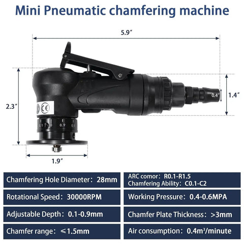 Handheld Pneumatic Chamfering Tool With 45 Degree Arc Corner One Quarter Inch Air Inlet For Metal And Wood Beveling