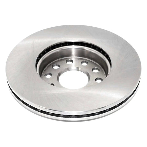 Front view of a Front Vented Brake Rotor Pro Grade With Hub Centric Fit And Non Directional Swirl Finish, Heavy Duty Castings