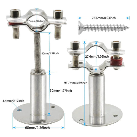 2 Pack Stainless Steel Wall Mount And Ceiling Pipe Support Brackets With Adjustable Height From 50mm To 100mm Fits Half Inch Pipe Diameter Approximately 21mm Includes Screws By Piutouyar