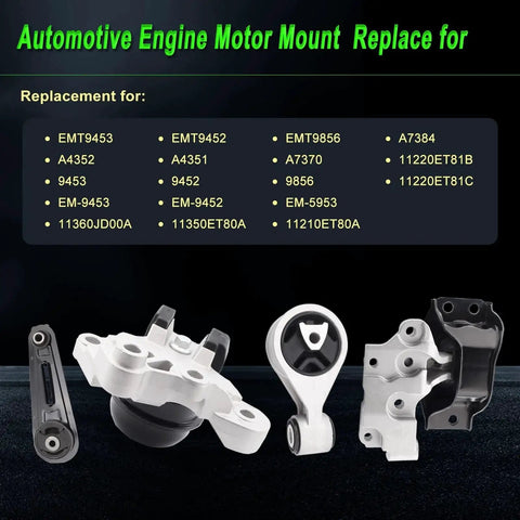 Nissan Rogue Engine Motor Mount Set For 2.5L AWD Models 2008 Through 2013 And 2014 Through 2015 Rogue Select Replacement A7370 A7392 A4351 A4352