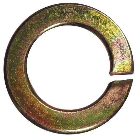 Hillman 3/4 in split lock washer, Grade 8, zinc-plated steel, close-up view