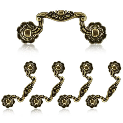 Antique Bronze Cabinet Pulls Set Of 10 With 3 Inch Hole Centers, featuring vintage drawer handles and ornate floral design.