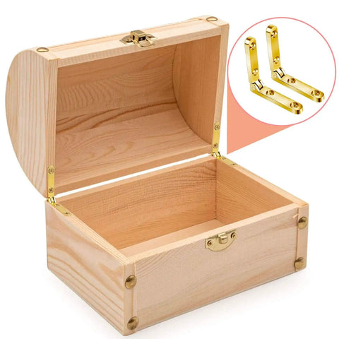 Wooden box with Twelve Pack 90 Degree Hinges For Wooden Boxes And Jewelry Boxes With 48 Screws Gold Finish Zinc Alloy