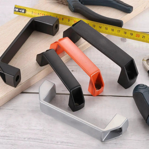 Ten Pack Rectangular Plastic Pull Handles With 115mm Center Hole For Cabinets And Drawers Luggage Mechanical Equipment And Garages In Black