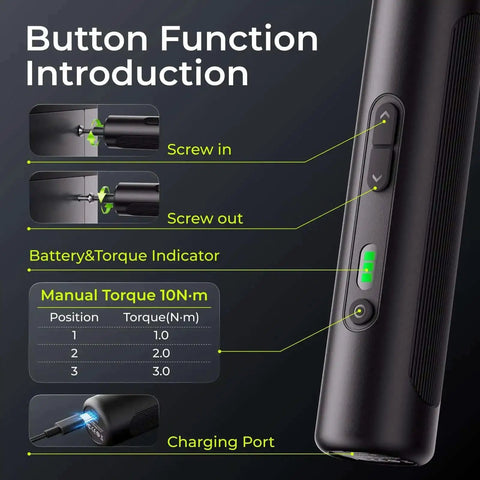 Electric Screwdriver Set With 33 Magnetic Bits And 3 Torque Settings, 300 RPM, 1500mAh Rechargeable Cordless Driver, LED Light