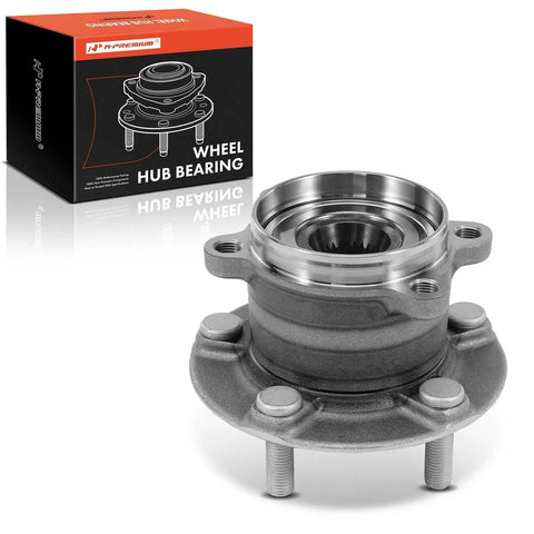 Rear Wheel Bearing And Hub Assembly For Mazda CX 9 AWD 2016 2017 2018 2019 2020 2021 2022 2023 5 Lug Fits All Wheel Drive Beefed Up Heavy Duty Replacement With High Load Capacity Ball Or Roller Bearing, shown in front view with packaging.