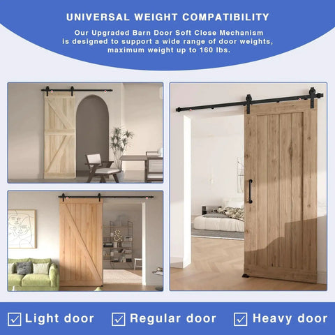 2 Piece Barn Door Soft Close Mechanism Set With Upgraded Universal Weight Compatibility Supports Doors Up To 160 Lbs.
